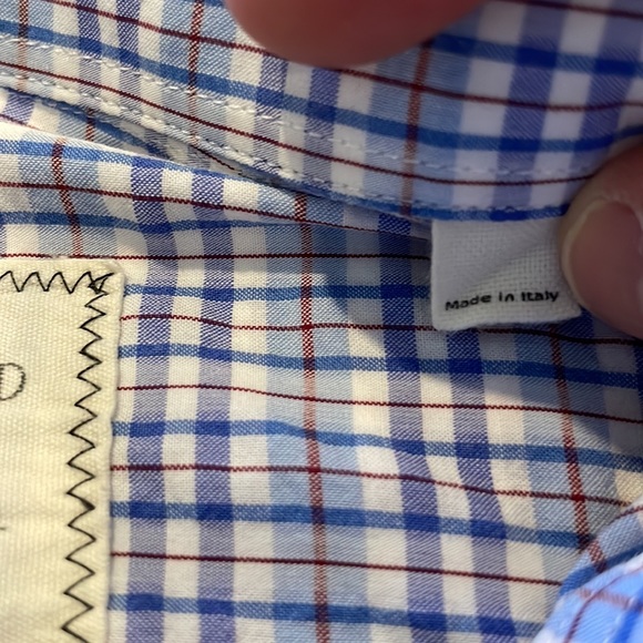 Billy Reid Men L/S Shirt Blue/White/Red Medium - Picture 5 of 8